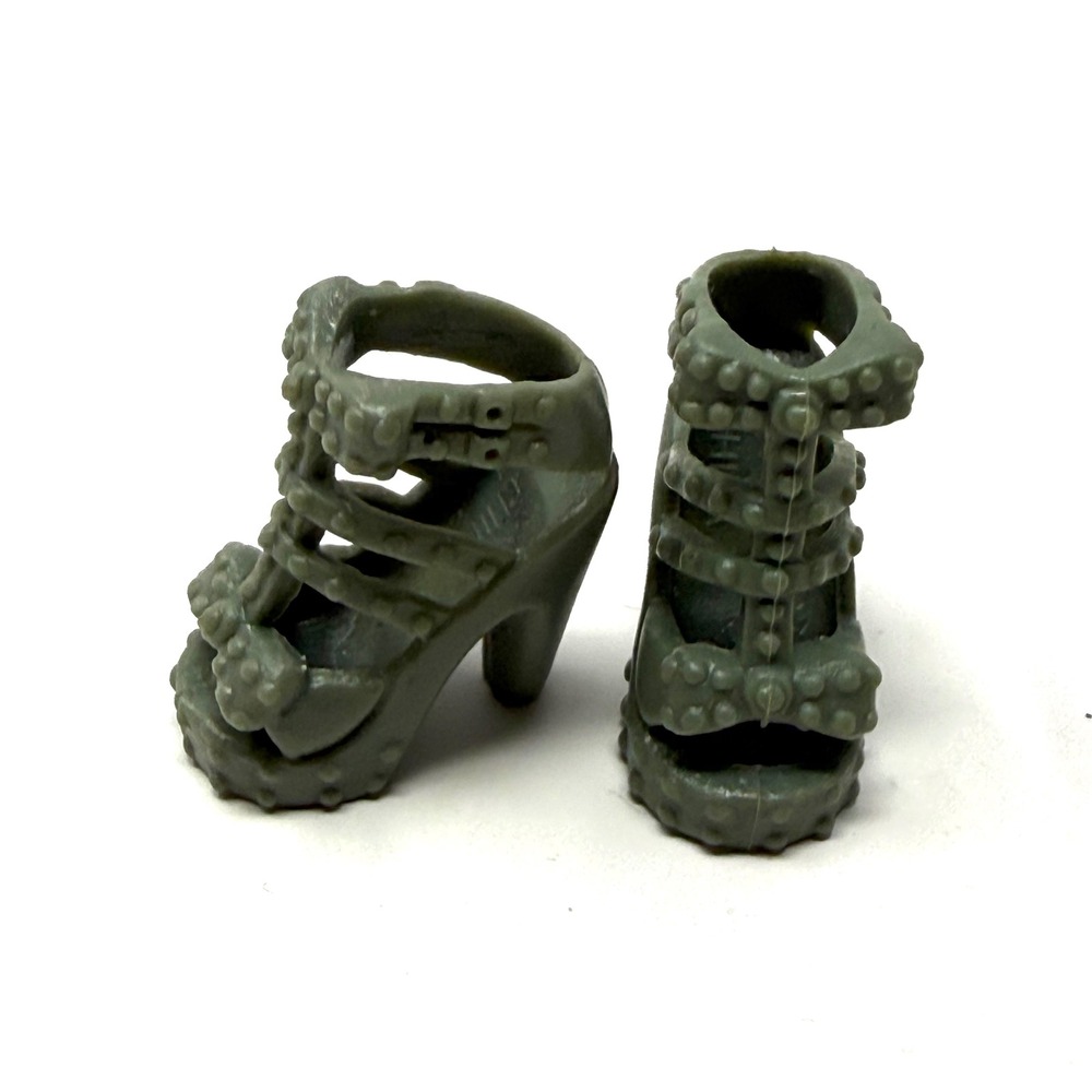 Barbie Gladiator Platform Heels Sandals Studded Open Toe Olive Green Y2K Shoes